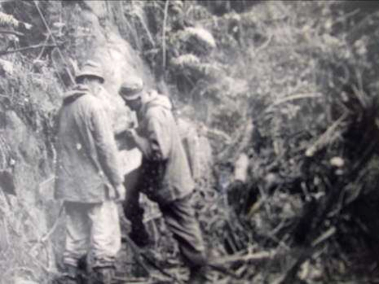 Image: Drilling in prep for burying DC3 on Kaimai Ranges