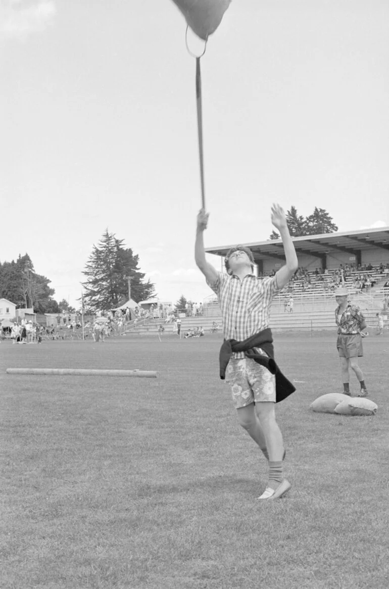 Image: Variety at the Highland Games: Alan Cochrane tossing the sheaf