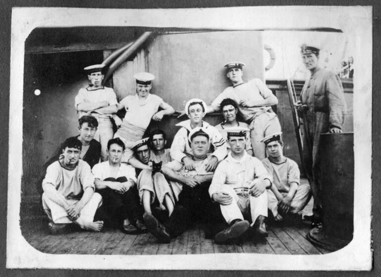Image: Crew (and ships cat) of Partridge II