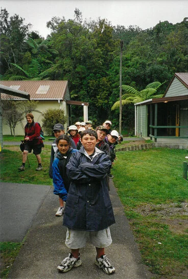 Image: Mount Primary children ready to tramp Aongatete camp 1994