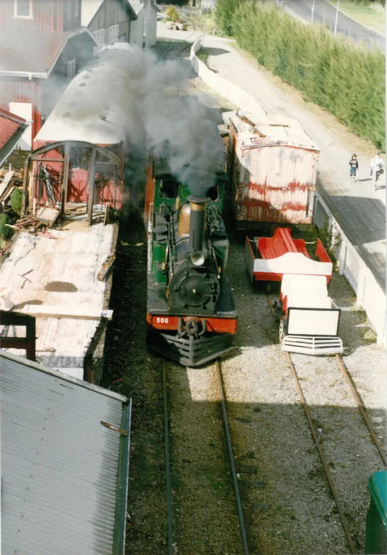 Image: Historic Village locomotive from railway station roof c. late-1990s