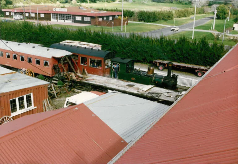 Image: Historic Village locomotive from train station roof c. late-1990s