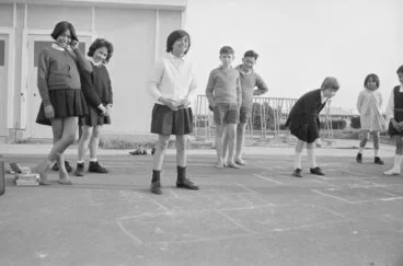 Image: Playing hopscotch