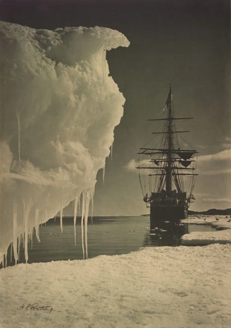 Image: The Terra Nova at the ice-foot, Cape Evans.