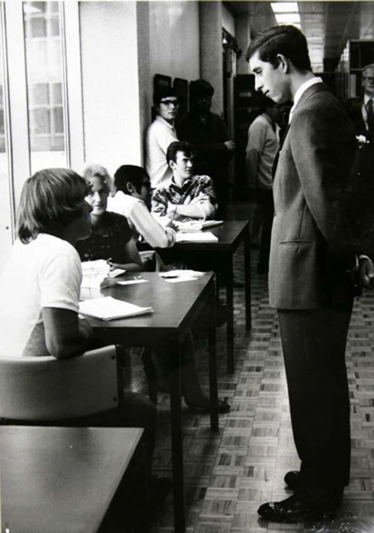 Image: Prince Charles in the University Library, royal visit, March 1970.