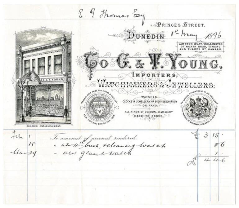 Image: G. & T. Young (Dunedin) billhead