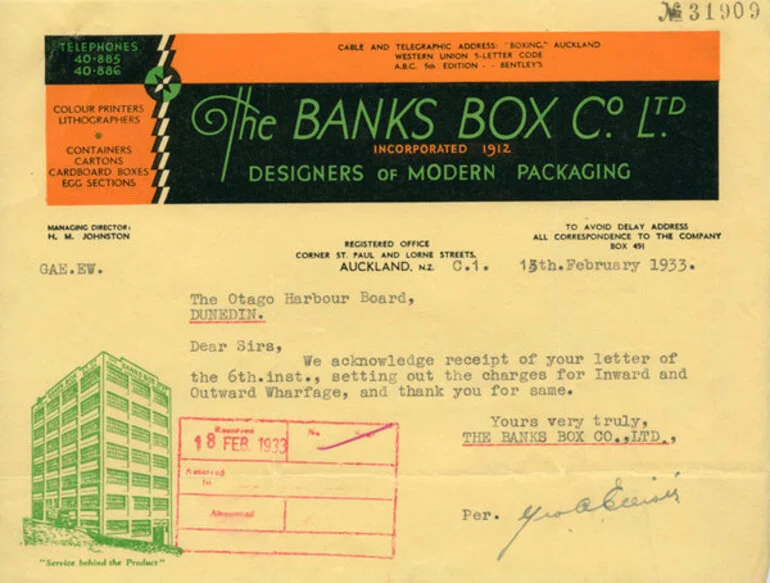 Image: Banks Box Company Limited letterhead