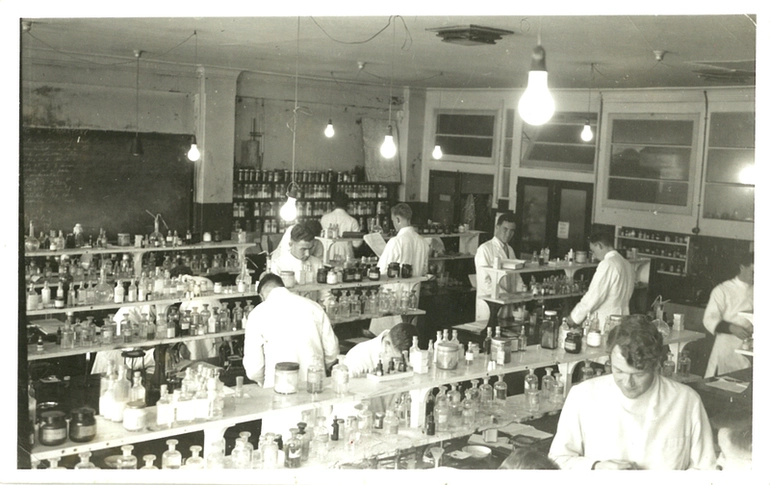 Image: Inside a teaching laboratory at the College of Pharmacy at 59 Cambridge Terrace, Wellington