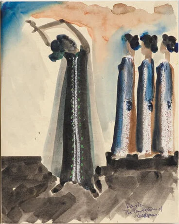 Image: The temptations of Œdipus by Baxter [costume design. Ismene and Furies].