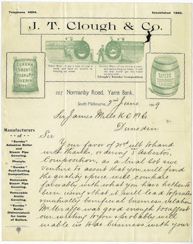 Image: J.T. Clough and Company letterhead