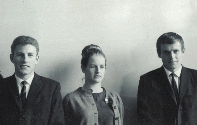 Image: Graduating class 1965: Robert Tribe, Margaret Sumich, and Kenneth Taylor