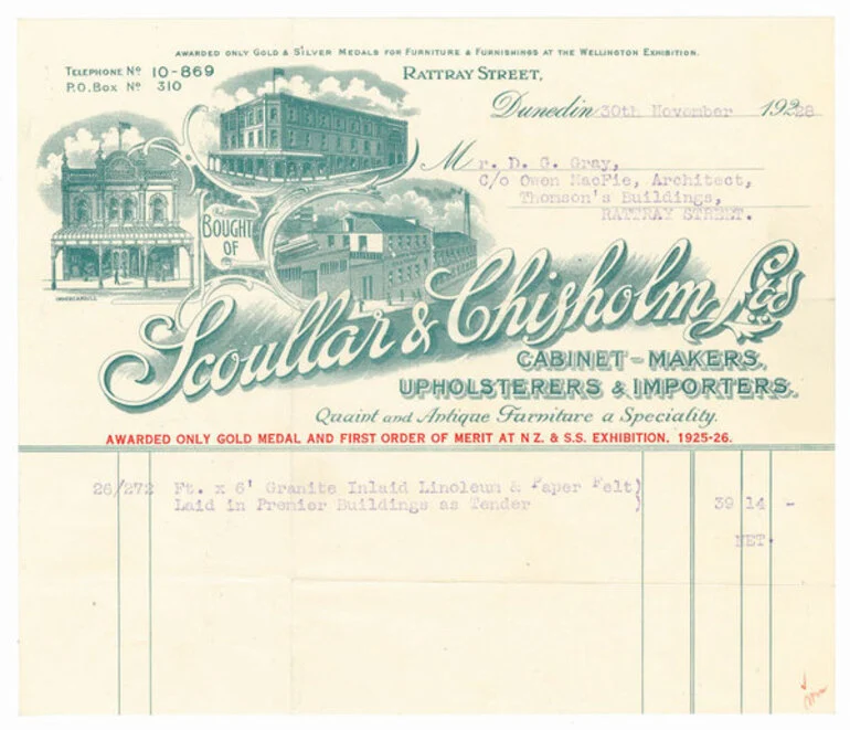 Image: Scoullar & Chisholm Limited billhead