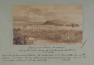 Image: Government House, Auckland, showing the north head of Waitemata Harbour.
