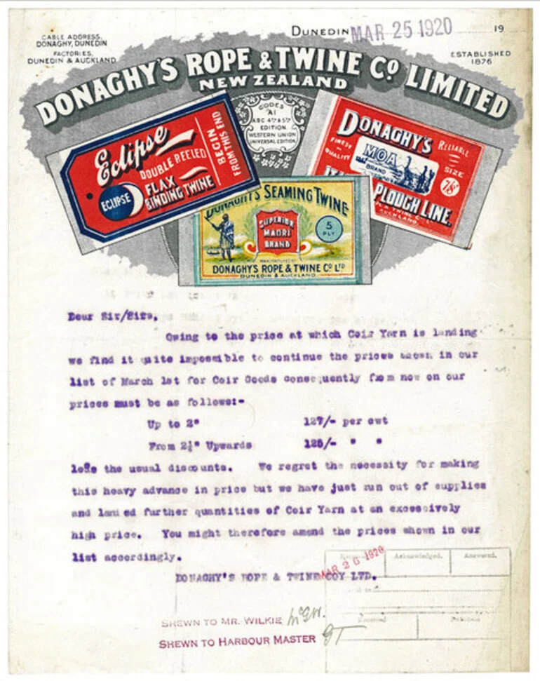 Image: Donaghy's Rope and Twine Company Limited letterhead