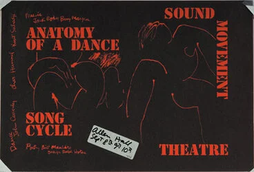 Image: Anatomy of a dance. Song cycle, sound, movement, theatre. Design for programme & poster.
