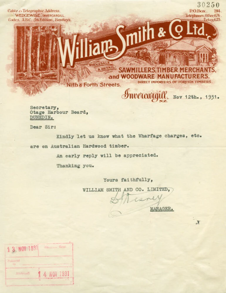 Image: William Smith & Co. Ltd. letterhead