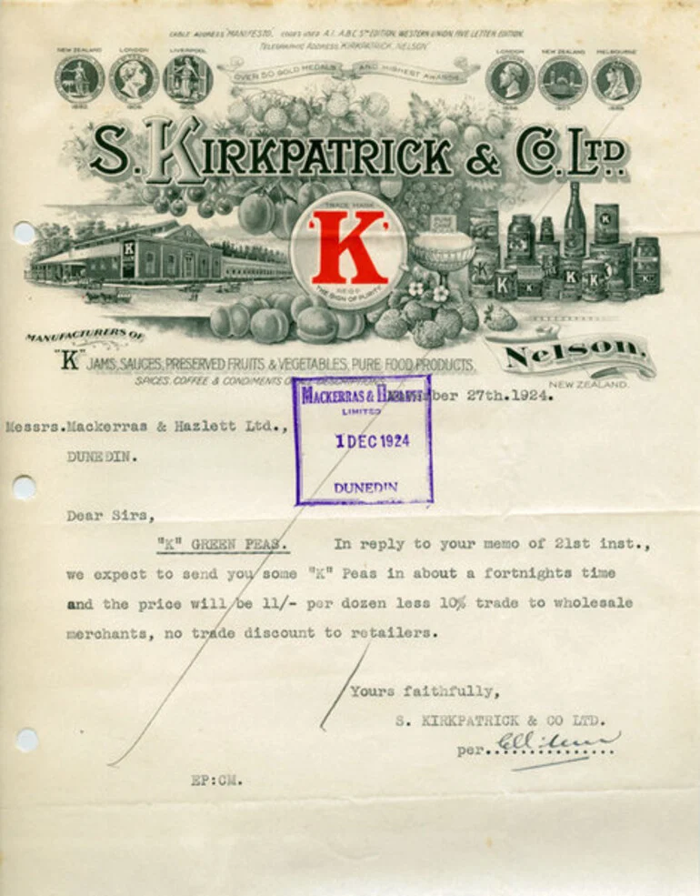 Image: S. Kirkpatrick and Son Limited letterhead