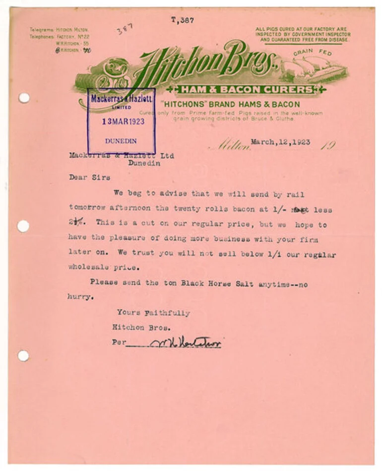 Image: Hitchon Brothers letterhead