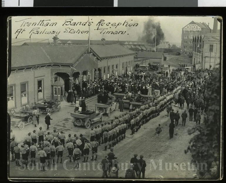 Image: Trentham Band's Reception at Railway Station Timaru