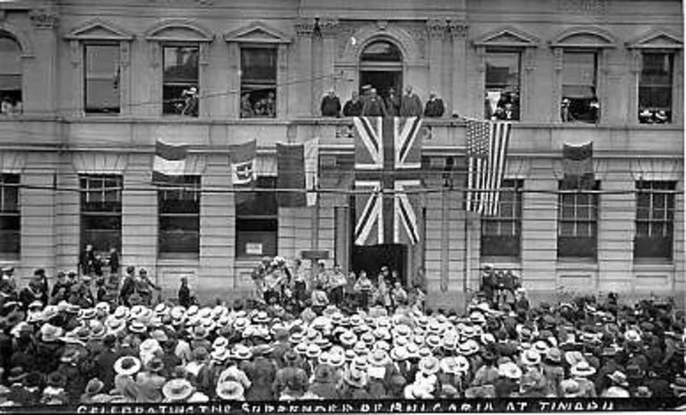 Image: Celebrating the Surrender of Bulgaria at Timaru