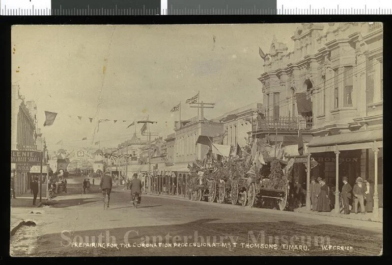 Image: Prepairing for the Coronation Procession at Mr T Thomsons, Timaru