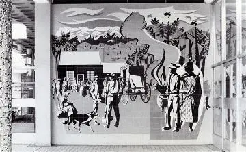 E. Mervyn Taylor mural in the Masterton Post Office building: Photograph Image: E. Mervyn Taylor mural in the Masterton Post Office building: Photograph