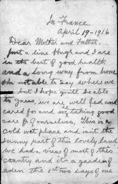 Letter from Sidney Wilton in France Image: Letter from Sidney Wilton in France