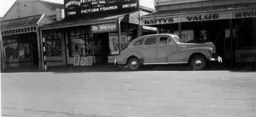 Car outside Batty's shop, Greytown Image: Car outside Batty's shop, Greytown