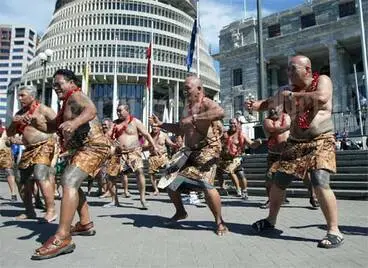 Image: Samoan protesters outside Parliament