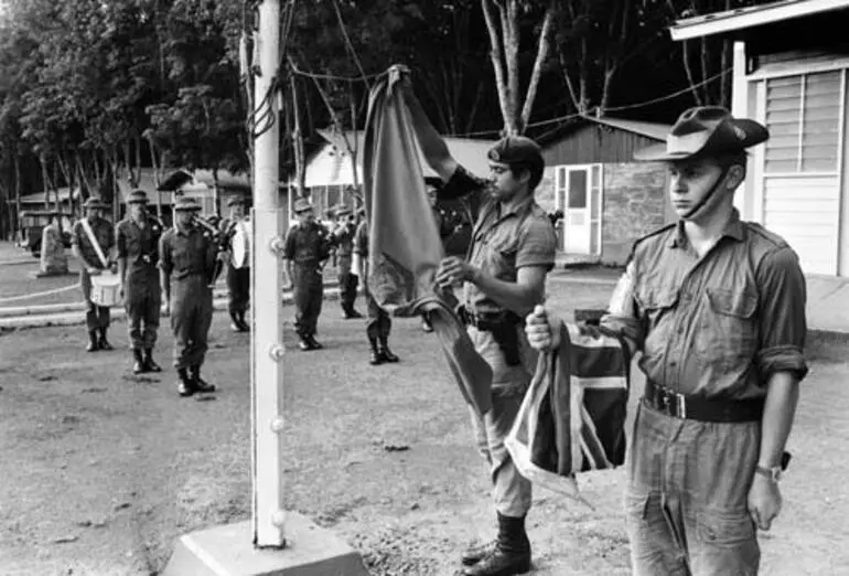 Image: Flag lowering ceremony, Vietnam