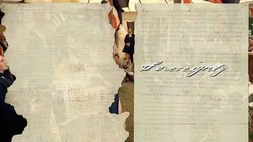 Image: Re-enacting the signing of the Treaty of Waitangi