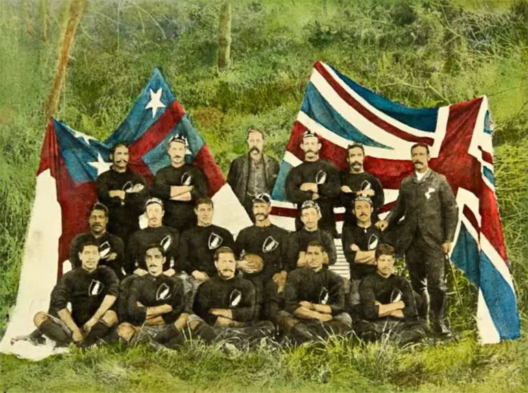 Image: United Tribes’ flag: the 1888–89 ‘Native’ rugby team