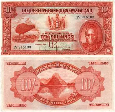 First series of banknotes: 10 shillings Image: First series of banknotes: 10 shillings