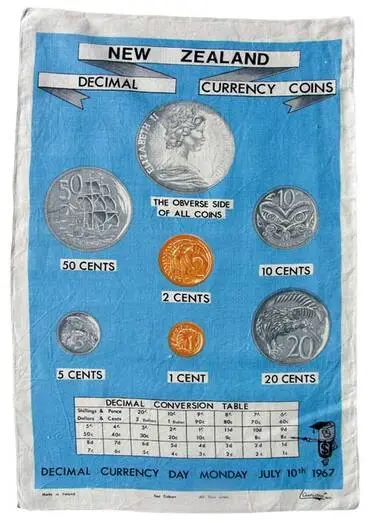 Decimal-currency tea towel Image: Decimal-currency tea towel