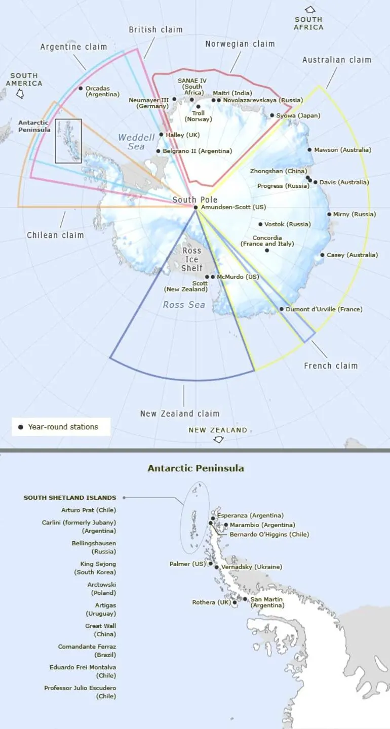 Image: Antarctic claims and stations