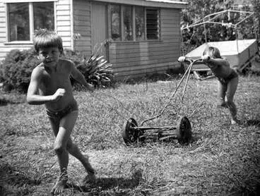 Image: Mowing the lawn, 1970