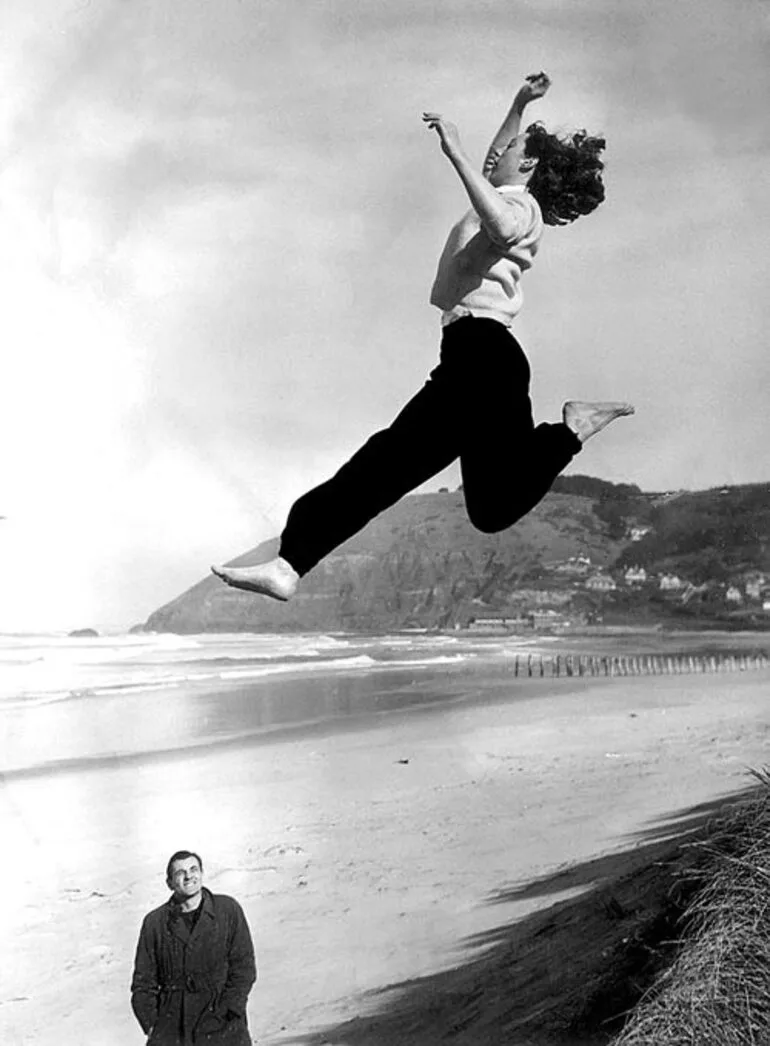 Image: Yvette Williams training for long jump