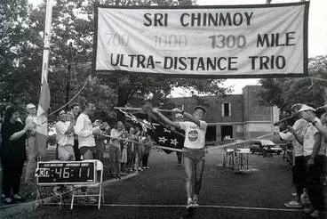 Sandy Barwick winning a 1,300-mile race, 1991 Image: Sandy Barwick winning a 1,300-mile race, 1991