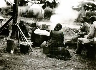 Image: Elsdon Best and Māori at Ruatāhuna, around 1919