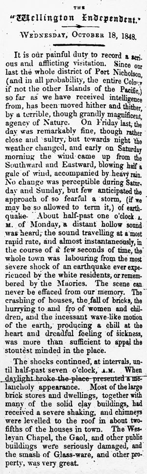 Image: Reporting the 1848 quake