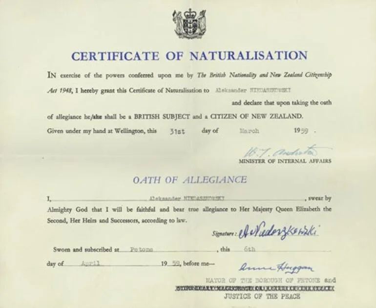 Image: Naturalisation certificate