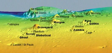 Graveyard seamounts, Chatham Rise Image: Graveyard seamounts, Chatham Rise