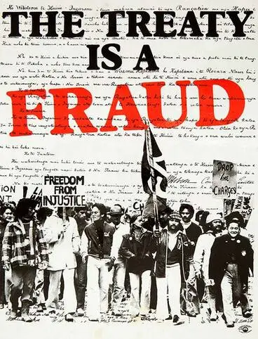 Image: Treaty protest posters: ‘The treaty is a fraud’