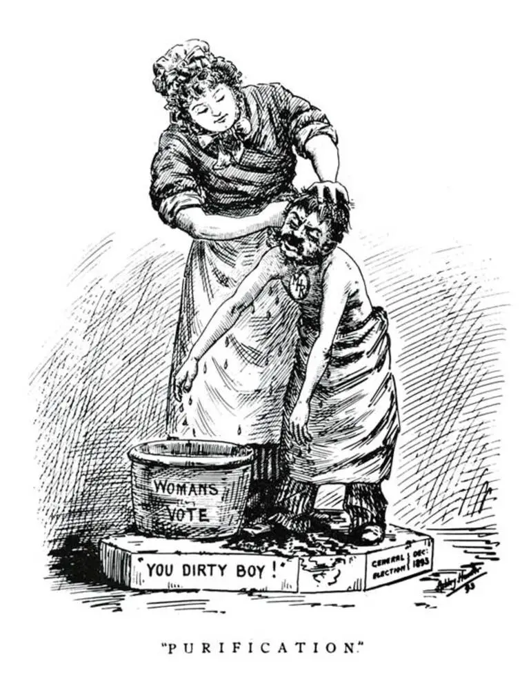 Image: Suffrage cartoons: cleaning up politics