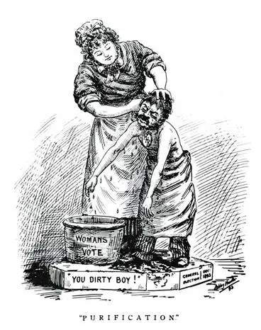 Image: Suffrage cartoons: cleaning up politics