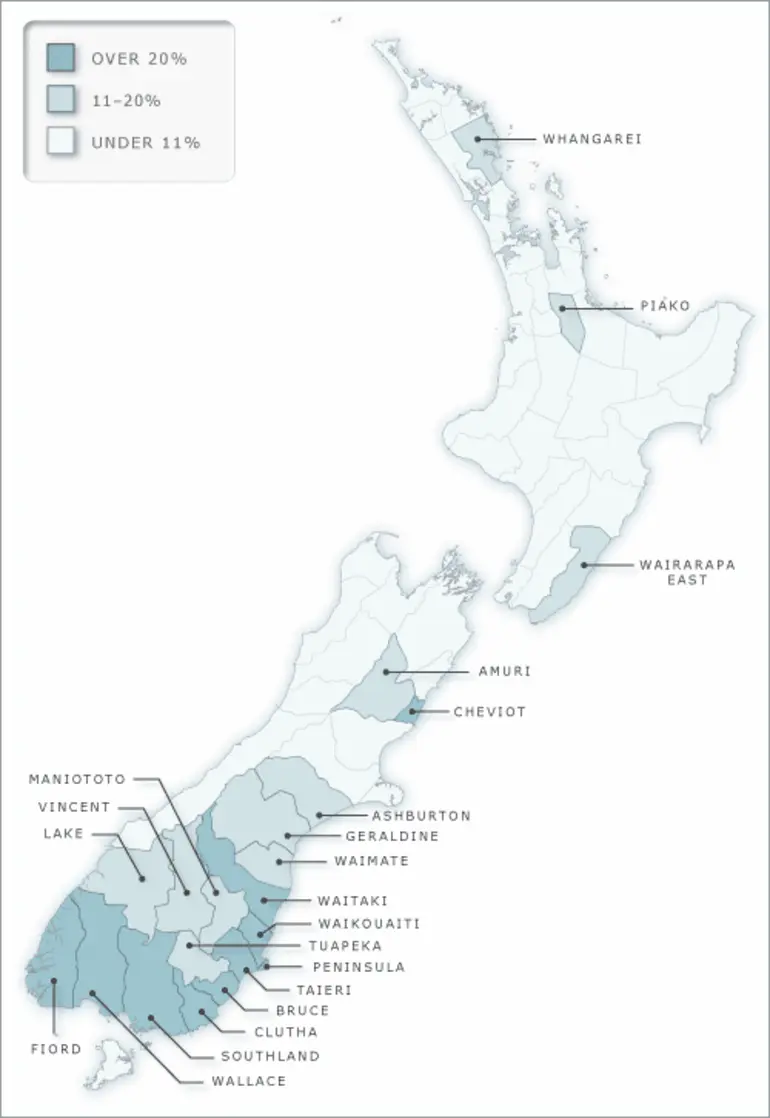 Image: Percentage of Scottish-born among all non-Māori people in New Zealand counties, 1878