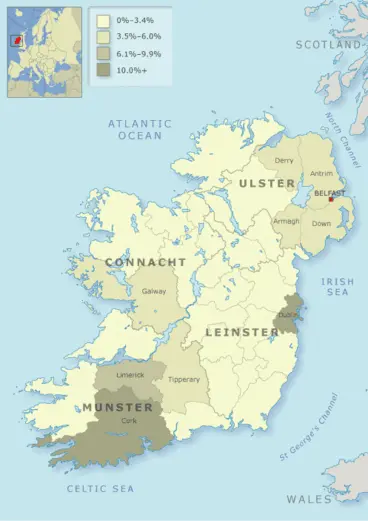 Image: Changing county origins of Irish immigrants