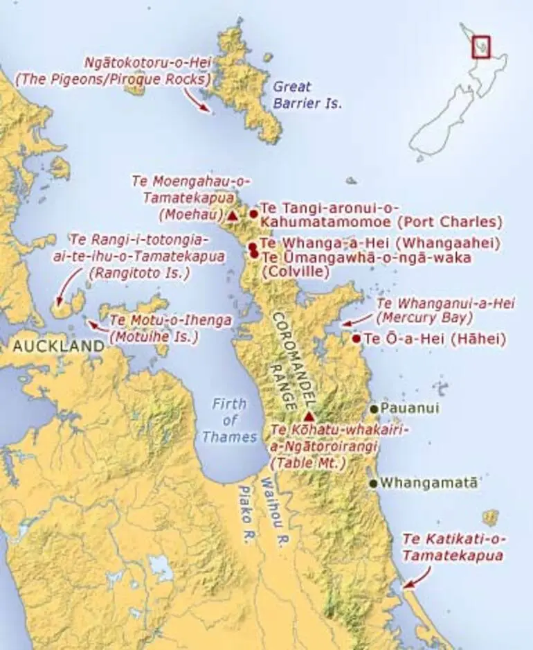 Image: Te Arawa place names in Hauraki