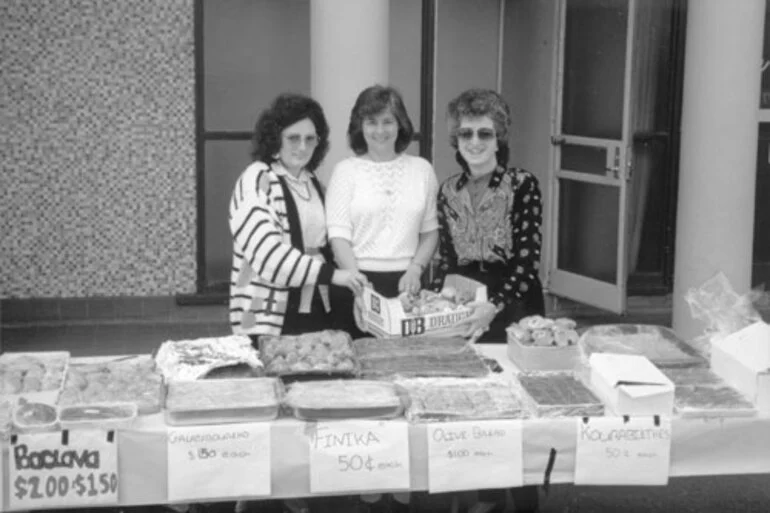 Image: Women selling Greek cakes and sweets