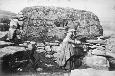 Image: A Shetland woman knitting